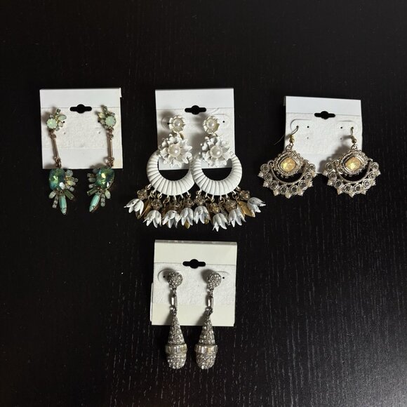 FLAW, READ -- Lot of Rent the Runway Earrings Elizabeth Cole Ben Amun Marchesa - Picture 1 of 12